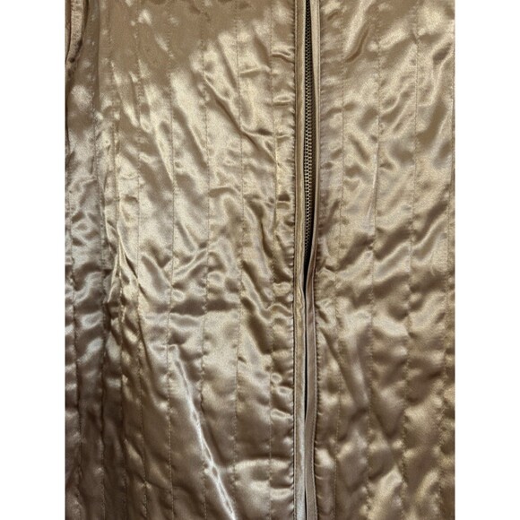 Jaclyn Smith Satin Quilted Coat Jacket Golden Yellow Animal Print Lining size L - Picture 2 of 10